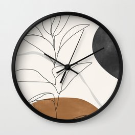 Abstract Art /Minimal Plant Wall Clock | Nature, Thingdesign, Linedrawing, Illustration, Shape, Modern, Abstract, Botanical, Simple, Boho 