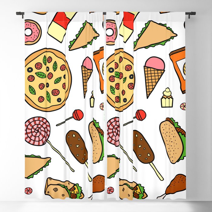 Fast Food Seamless Pattern Blackout Curtain