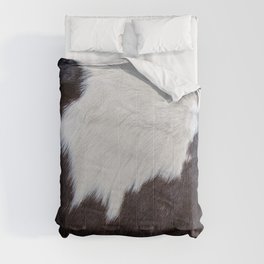 Brown and White Cow Skin Print Pattern Modern, Cowhide Faux Leather Comforter