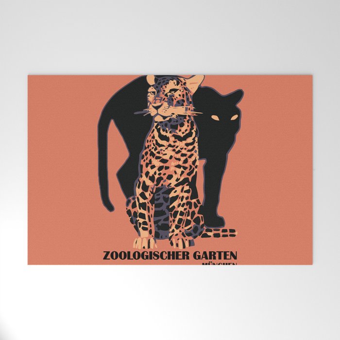 Retro Vintage Munich Zoo Big Cats Welcome Mat By Aapshop Society6