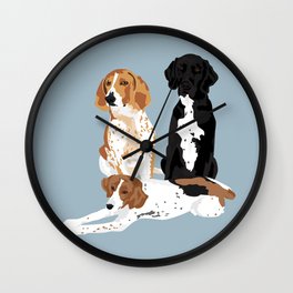 Elvis, Judd and Glory Bea Wall Clock | Graphicdesign, Digital, Foxhound, Hounds, Coonhound, Dog 
