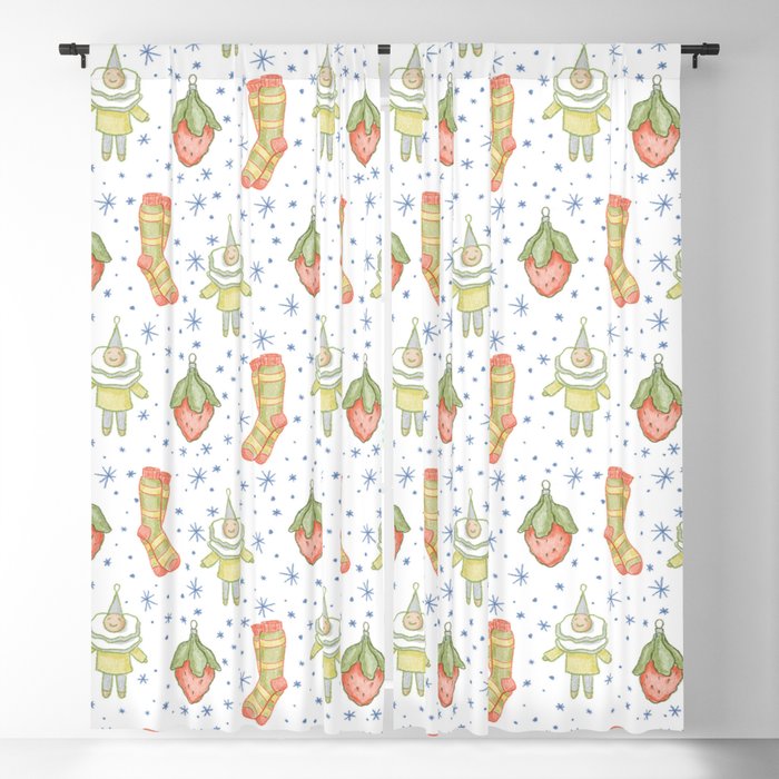 Pastel Vintage Christmas Holiday Background Blackout Curtain