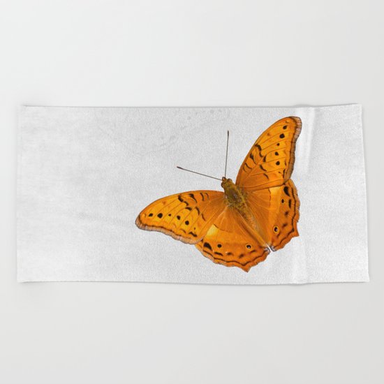 Butterfly and ghost on textured white Beach Towel
