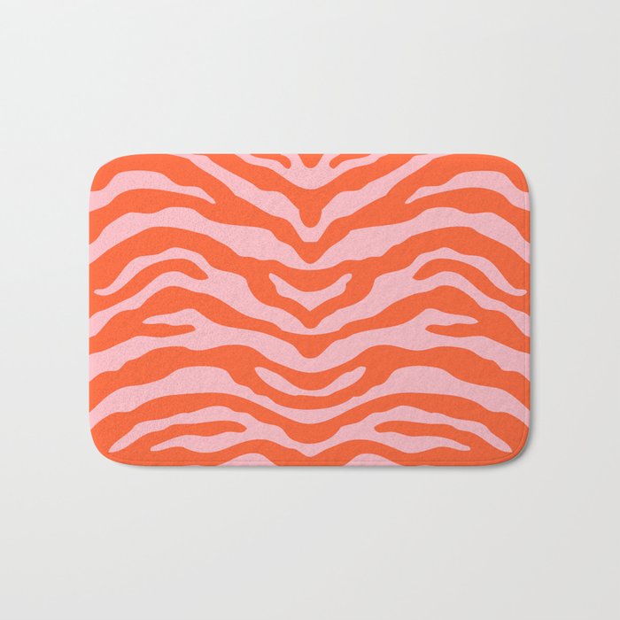 Zebra Wild Animal Print Orange and Pink Bath Mat