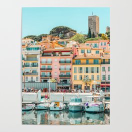 Cannes City Print, Luxurious Yachts And Boats, French Riviera, Travel Print, City Marina Port In France Poster, Colored Houses Photography, Colorful Home, Home Decor, Wall Art Print Poster