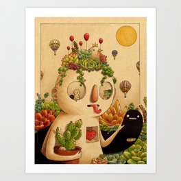 Succulent Man Kunstdrucke | Drawing, Succulents, Other, Plants, Nature, Curated, Friends, Illustration, Surrealism, Hotairballoon 