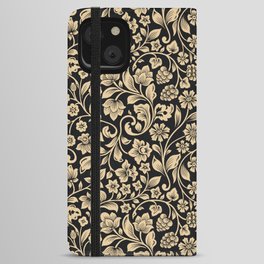 William Morris Style Art Nouveau Dark Floral iPhone Wallet Case