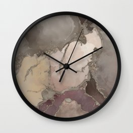 Taupe palette ink and gold abstract Wall Clock