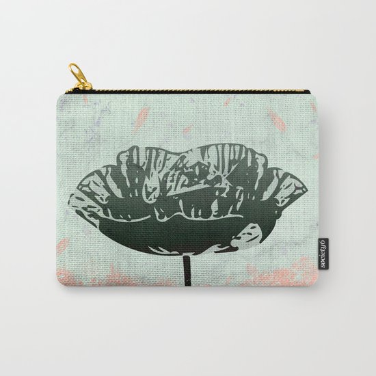 Beautiful Poppy Flower on Marble Design Carry-All Pouch