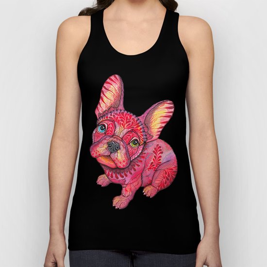 Raspberry frenchie Unisex Tank Top