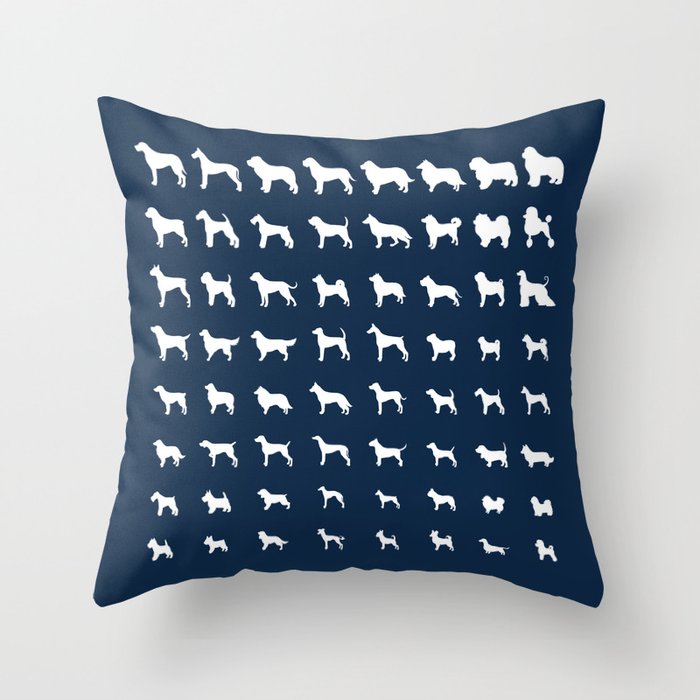 All Dogs (Navy) Throw Pillow