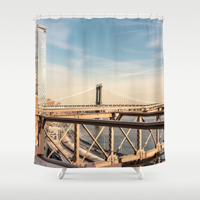 New York City Travel Photography | Manhattan Bridge Shower Curtain