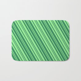 [ Thumbnail: Light Green and Sea Green Colored Lines/Stripes Pattern Bath Mat ]