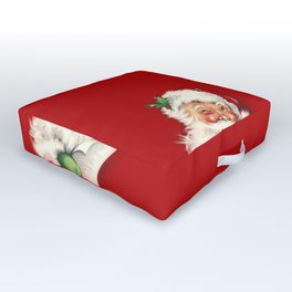 Vintage Santa Outdoor Floor Cushion | Red, Wishlist, Vintage, Green, Christmas, Xmas, Mistletoe, Santa, Graphicdesign, Holyday 