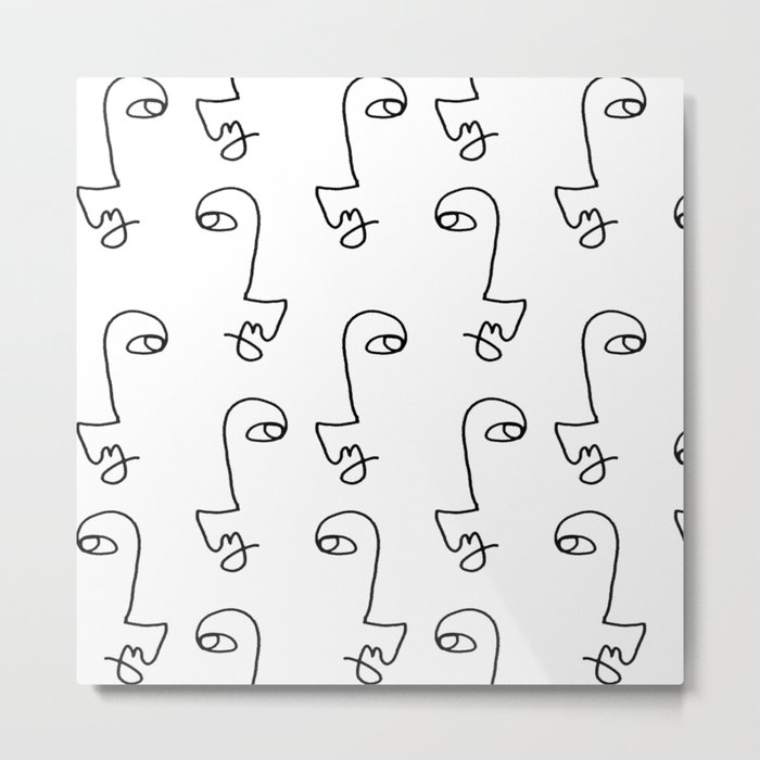 Minimalist Abstract Faces Pattern Metal Print
