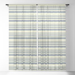 [ Thumbnail: Light Slate Gray & Light Yellow Colored Lined Pattern Sheer Curtain ]
