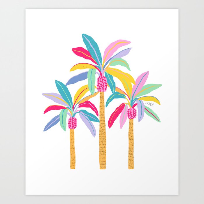 Palm Trees Illustration (Pastel Palette) Art Print