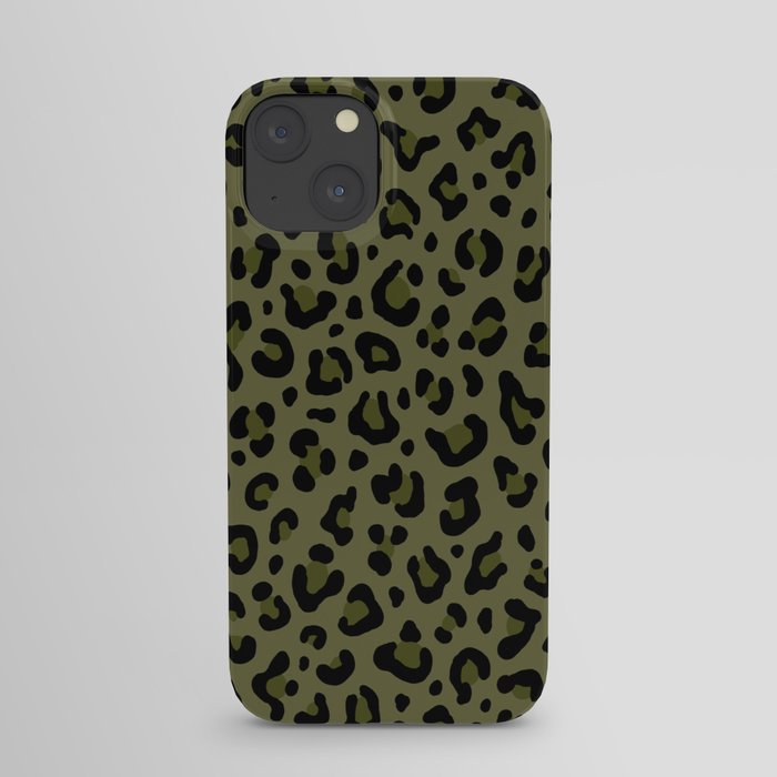 CAMO LEOPARD PRINT – Olive Green | Collection : Punk Rock Animal Prints | iPhone Case