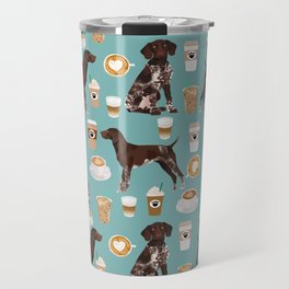 German Shorthaired Pointer Coffee Dogs - dogs and coffee, gsp, cute dog, pet, latte Travel Mug