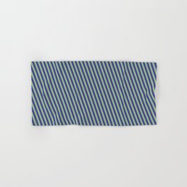 [ Thumbnail: Dark Sea Green and Dark Slate Blue Colored Stripes Pattern Hand & Bath Towel ]
