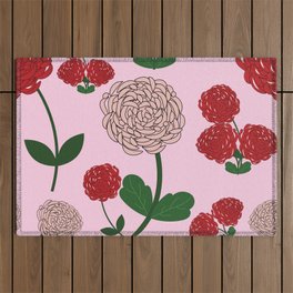 Red Flowers Outdoor Rug