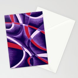 Eighties Blue White Red Line Curve Pattern On Blue Stationery Card
