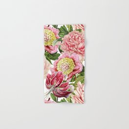 Vintage & Shabby Chic Floral Peony & Lily Flowers Watercolor Pattern Hand & Bath Towel