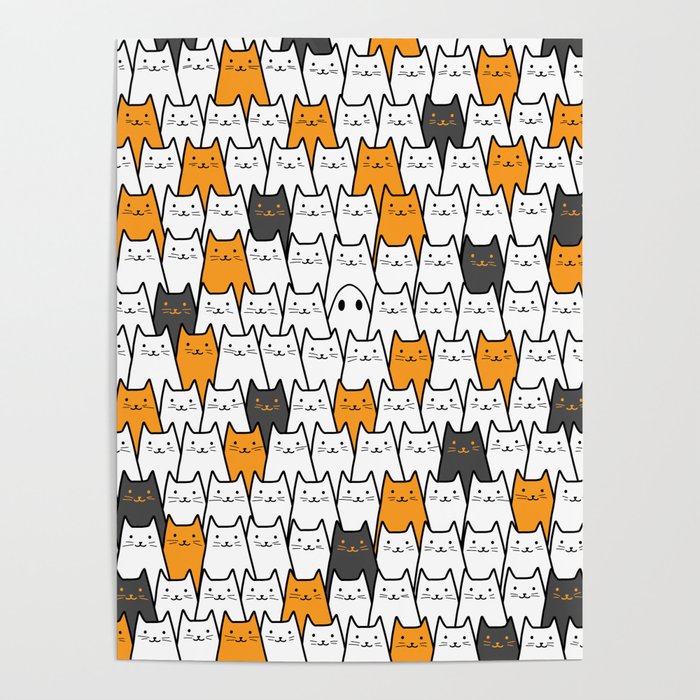 Halloween Kitties and Ghost Poster
