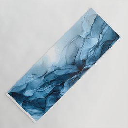 Deep Blue Flowing Water Abstract Painting Yoga Mat