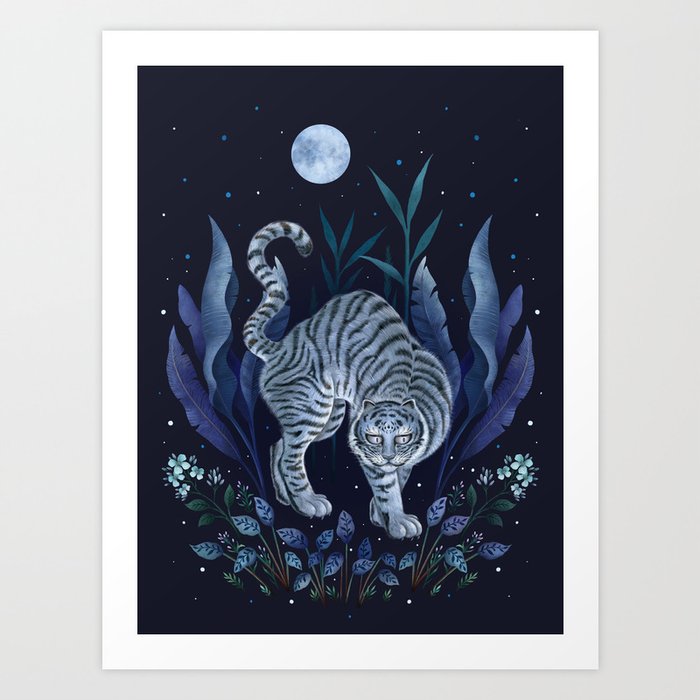 Year of the Tiger - Blue Night Art Print