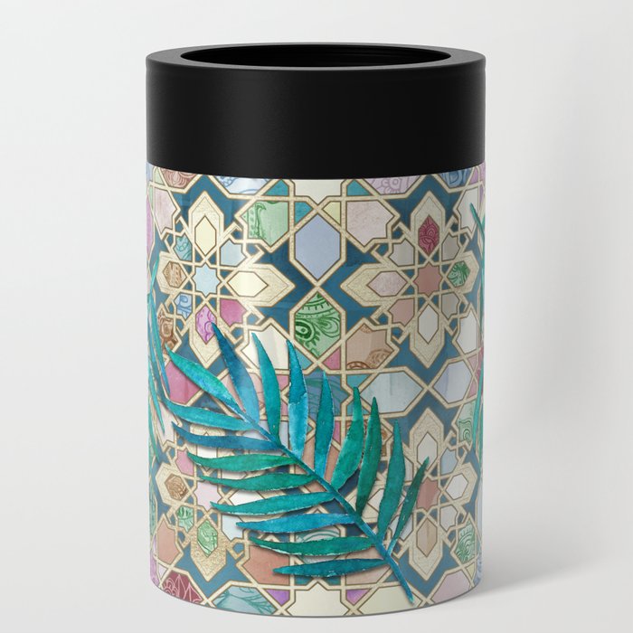 Muted Moroccan Mosaic Tiles with Palm Leaves Can Cooler