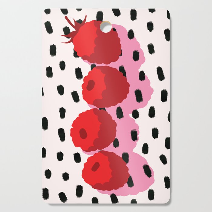 Eclectic Vibrant Red Pink Black Rasberry Art, Abstract Shades Animal Print Trendy Maximalist Cutting Board