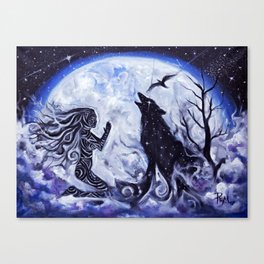 Woman and Wolf Canvas Print