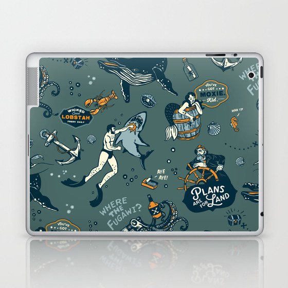 Vintage Ocean Pattern Laptop & iPad Skin