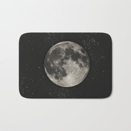 The Moon  [Sans Type] Bath Mat | Black and White, Collage, Abstract, Space 