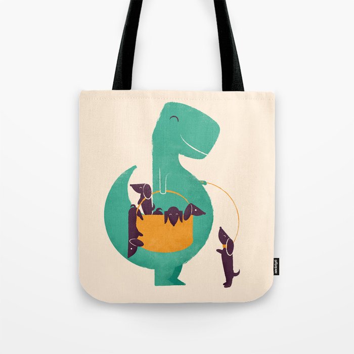 T-Rex and his Basketful of Wiener Dogs Tote Bag