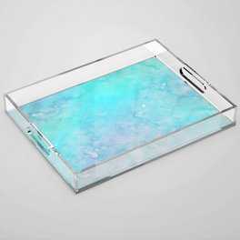 Abstract Teal Turquoise Pink Watercolor Holographic Acrylic Tray