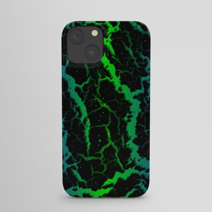 Cracked Space Lava - Blue/Green iPhone Case