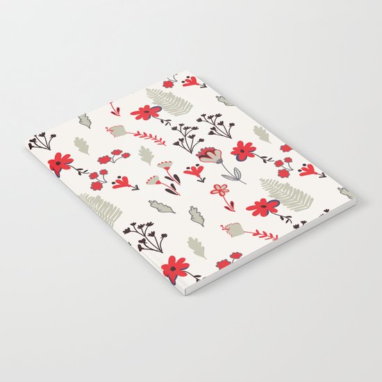 Red Vintage Floral Pattern Notebook