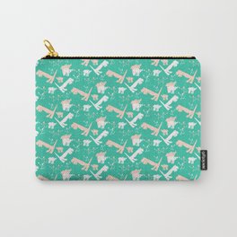 Bisons, hunters and dinosaurs - Green and Pastels Carry-All Pouch