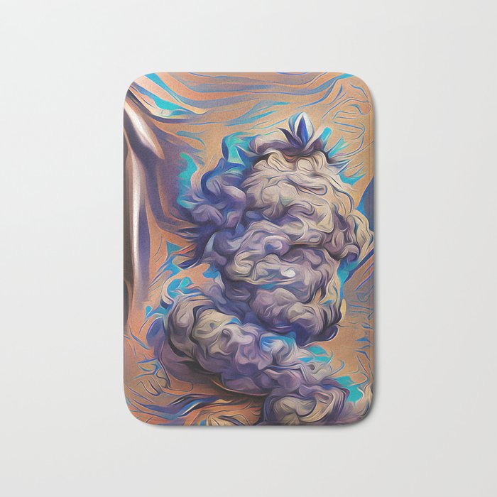Azure Padded Gooey Shimmering Nug Smoke Weed Bath Mat by NugPrints