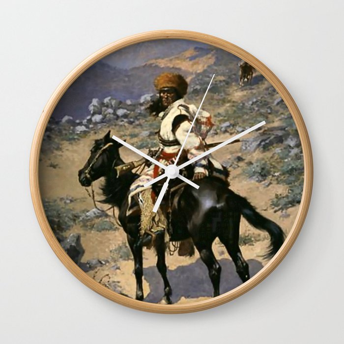 Frederic Remington Western Art “An Indian Trapper” Wall Clock