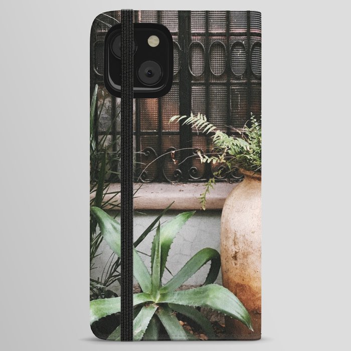 Mexico Photography - Small Garden With Plants By The Wall iPhone Wallet Case