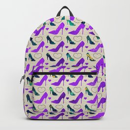 High Heels Purple glitter, marble and hearts Backpack