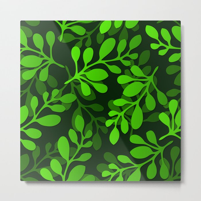 Green Color Leaf Pattern Design  Metal Print