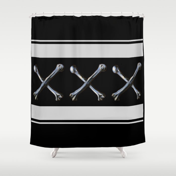 X Bones Traditional Tattoo Shower Curtain By Irenesilrationgoos