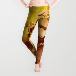 Unique creativity. Art&Gold. Inspired by the Sky. Abstract painting with golden swirls. Popular trendy artistic design. Masterpiece of designing art, oriental paper texture.  Leggings