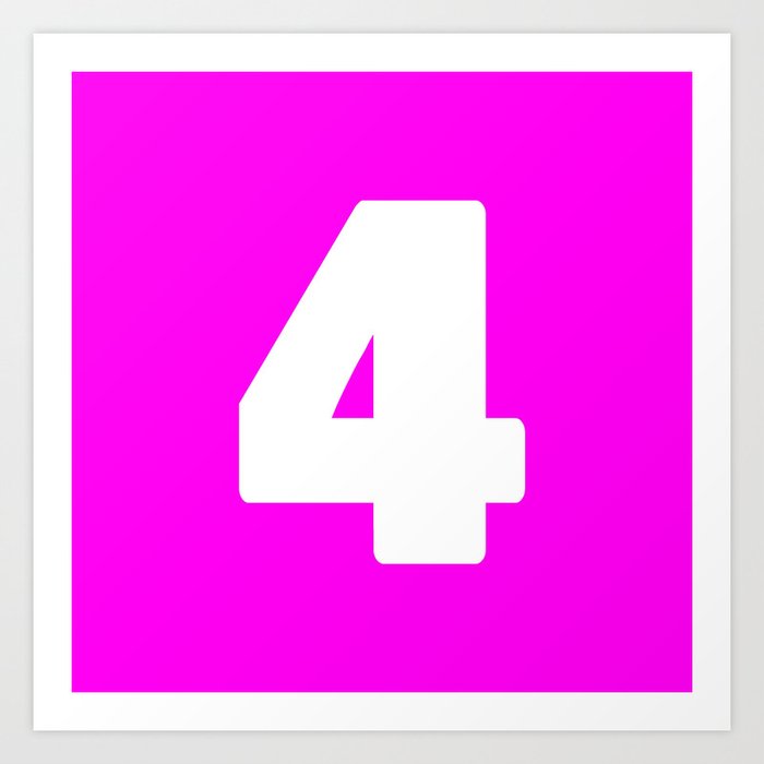 4 (White & Magenta Number) Art Print