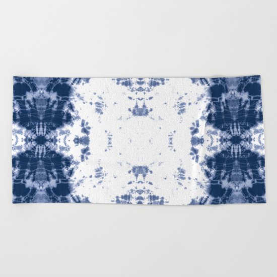 Shibori Tie Dye 5 Indigo Blue Beach Towel