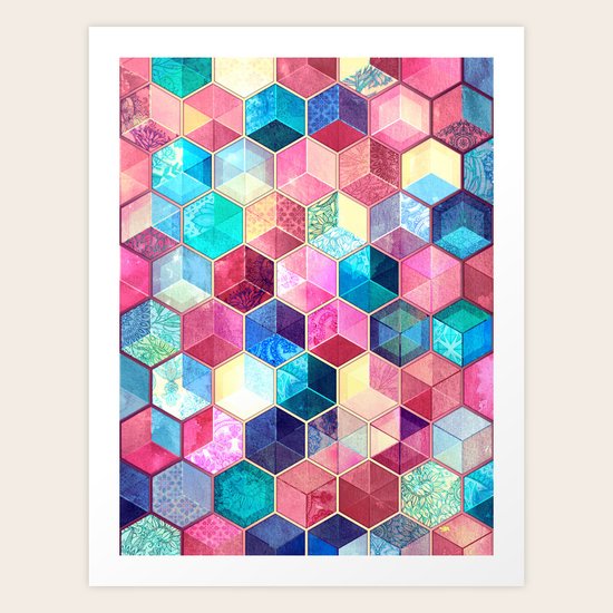 Topaz & Ruby Crystal Cubes Art Print by micklyn Society6